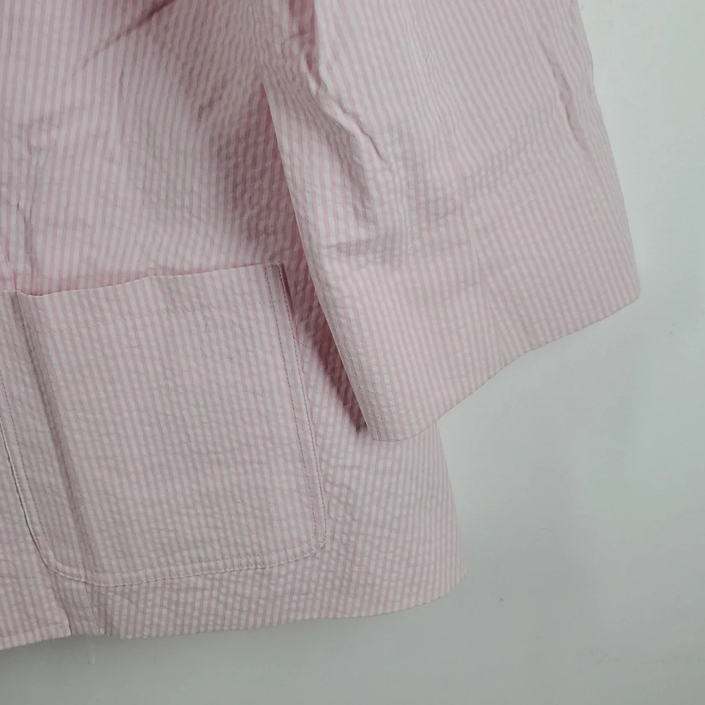 Lauren Ralph Lauren Pink White Seersucker Blazer 2X - Picture 6 of 11